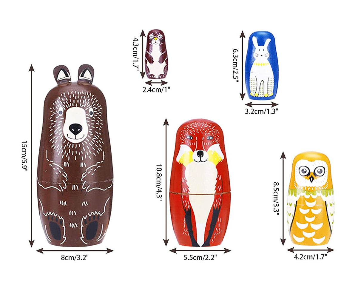 Maxshop Nesting Dolls for Kids – Captain Bear 5-Piece Russian Wooden Stackable Set