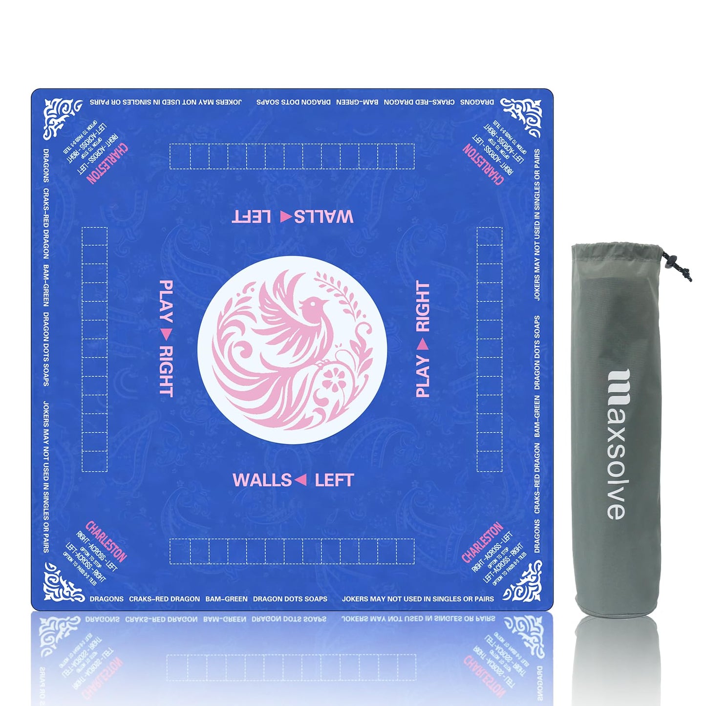 Maxsolve Mahjong Mat – 31.5 x 31.5 in Neoprene Table Mat, Anti-Slip, 3 mm, Blue