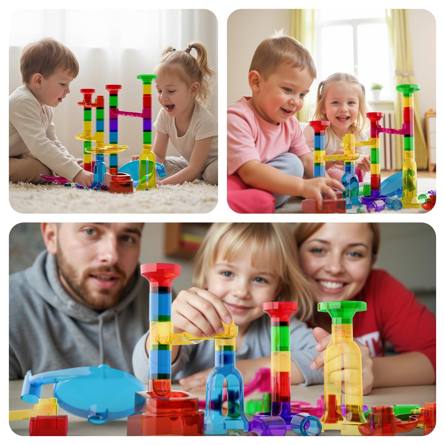 MaxTronic Marble Run Kit for Kids — 109-Piece 16mm Marble Maze, STEM Building Toys