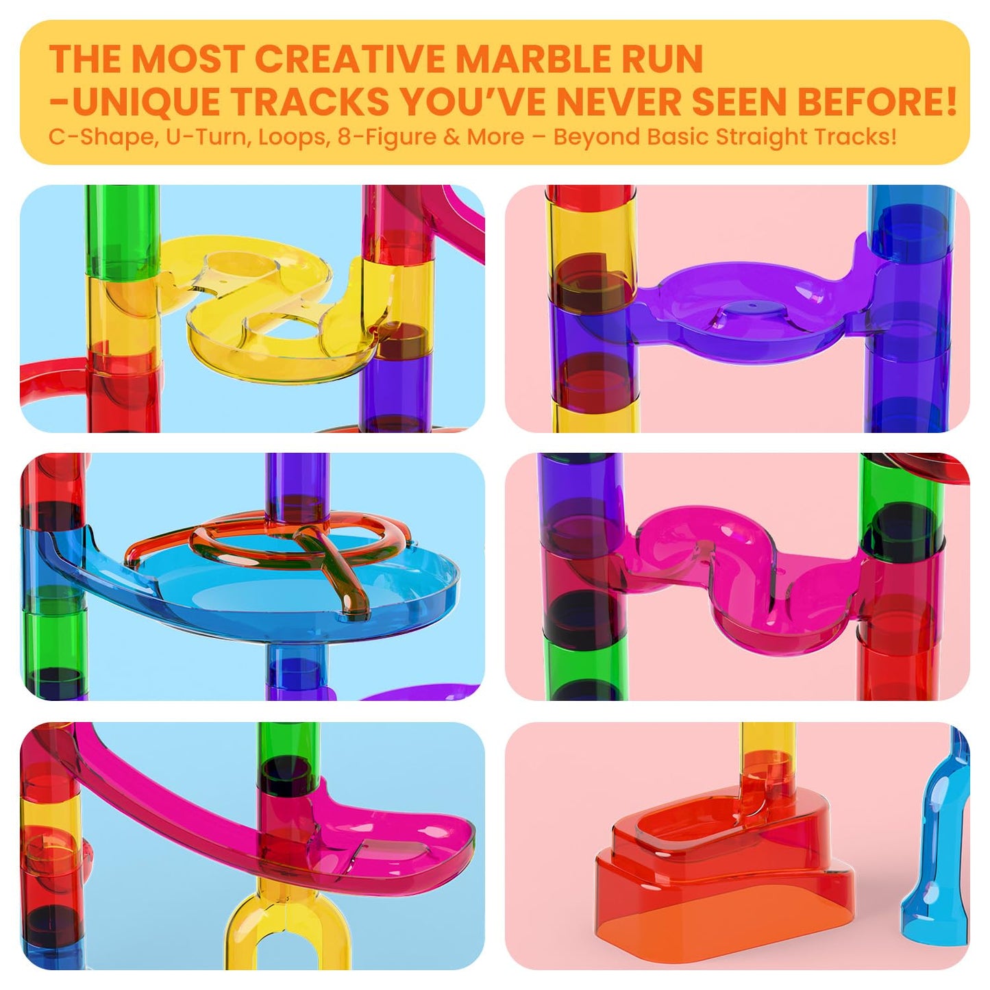 MaxTronic Marble Run 150 Pcs – STEM Building Toy for Kids 3–12