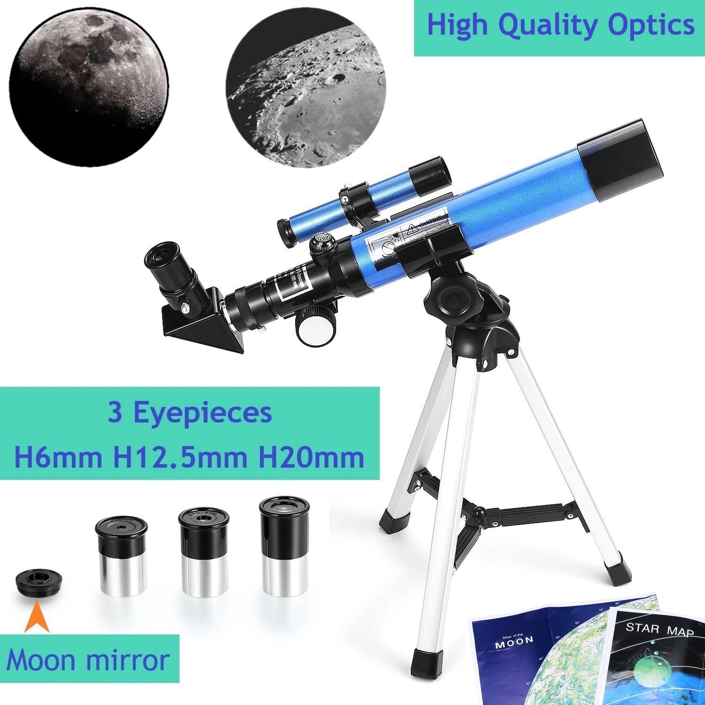 MaxUSee Kids Telescope 400x40mm – Portable Beginner Telescope with Tripod & Finder Scope