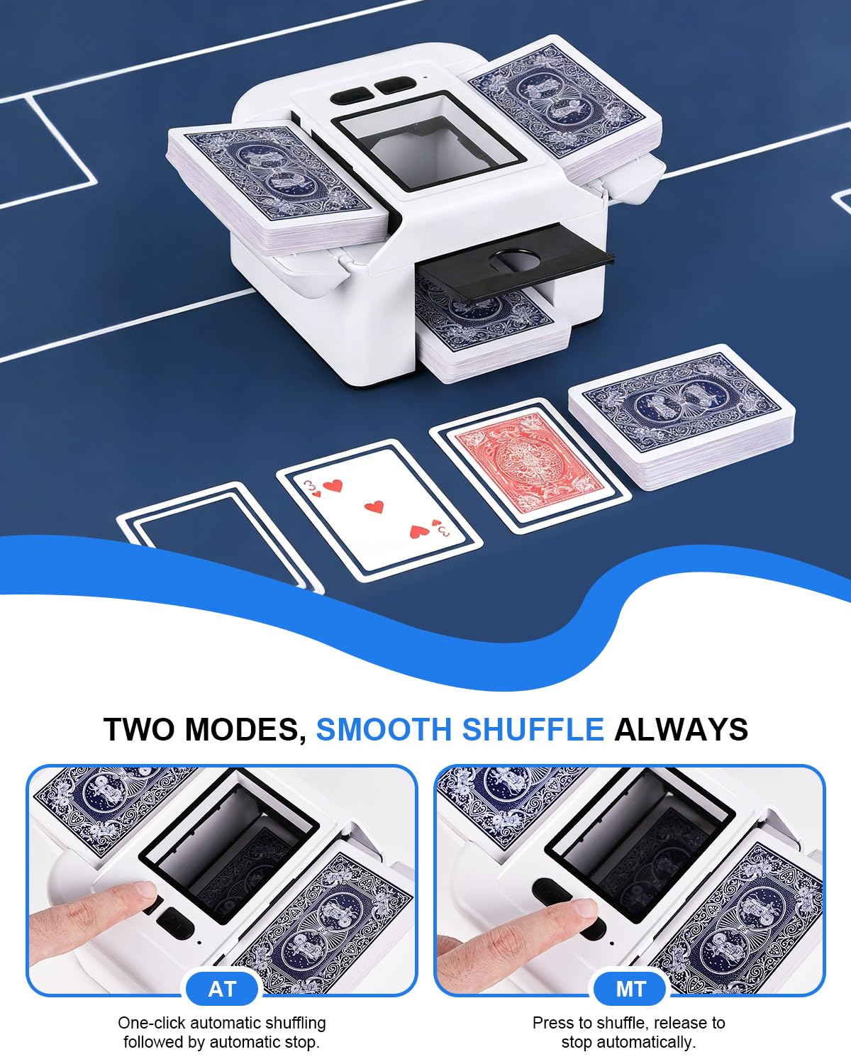 MAXVINI M2 Automatic Card Shuffler – 2-Deck, Foldable & Rechargeable, Auto & Manual Modes