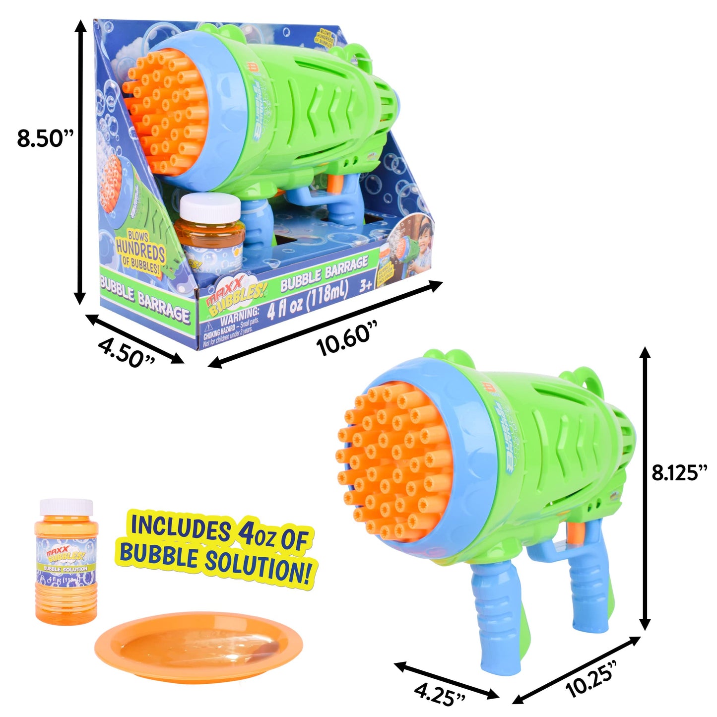 Maxx Bubbles Bubble Barrage Gun – Automatic Bubble Blaster by Sunny Days Entertainment