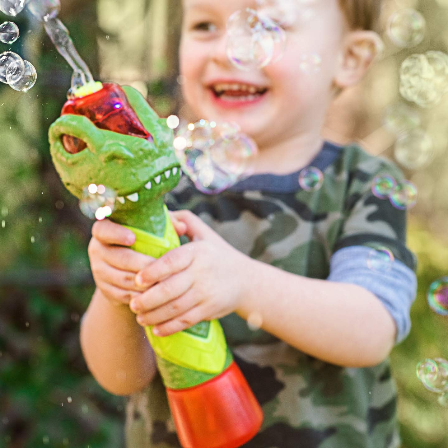 Maxx Bubbles Dinosaur Bubble Wand – Light Up Bubble Blower with Dino Sounds | Sunny Days Entertainment