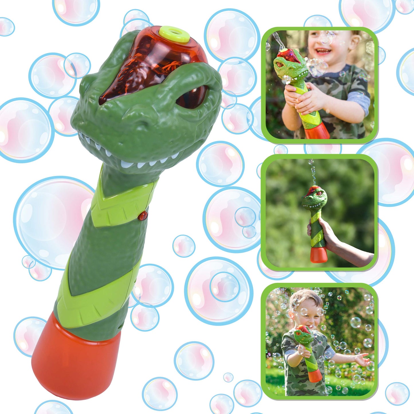 Maxx Bubbles Dinosaur Bubble Wand – Light Up Bubble Blower with Dino Sounds | Sunny Days Entertainment