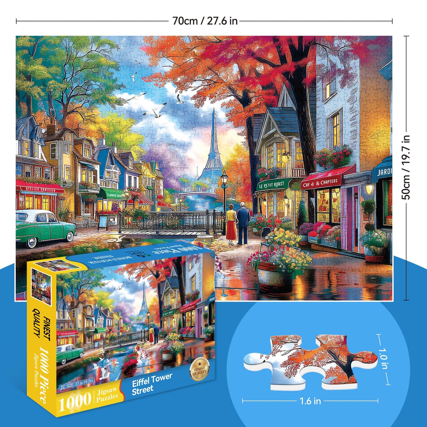 MAXZN 1000 Piece Puzzle for Adults – Paris Eiffel Tower Edition, 28 x 20 in
