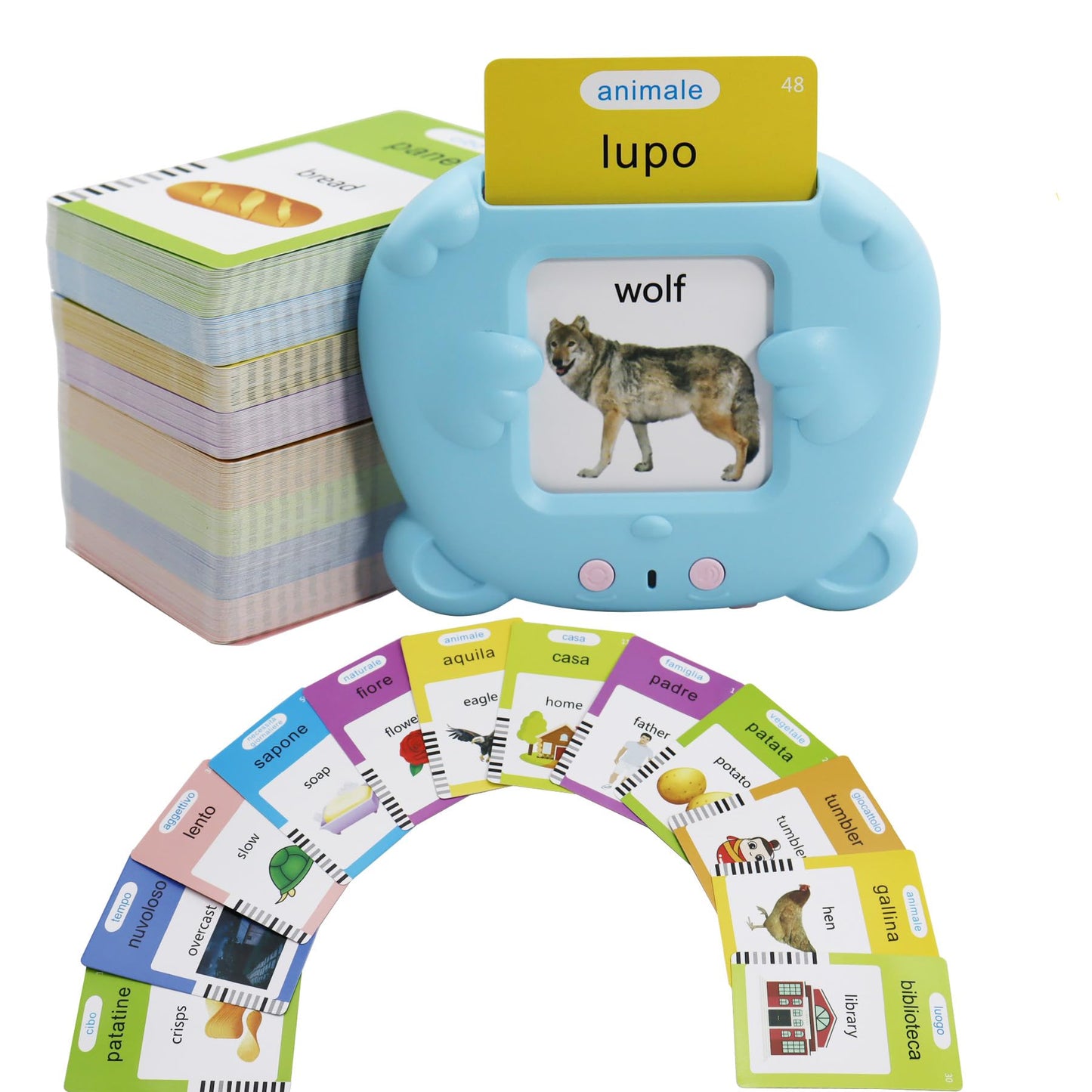 MAYAPHILOS 510 Italian-English Talking Flash Cards | Bilingual Language Learning for Kids