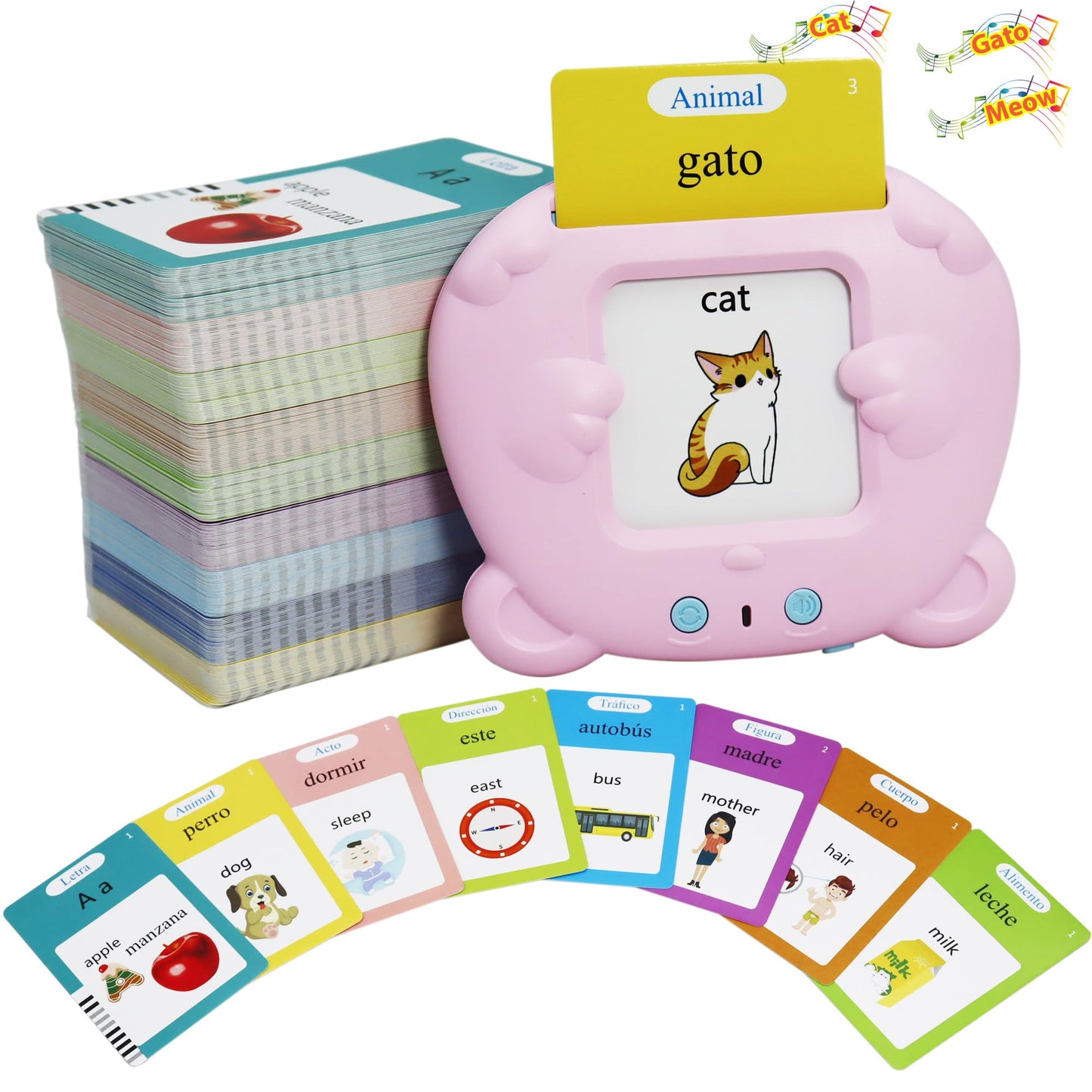 MAYAPHILOS Bilingual Flash Cards: English & Spanish, 510 Words, Ages 3-8