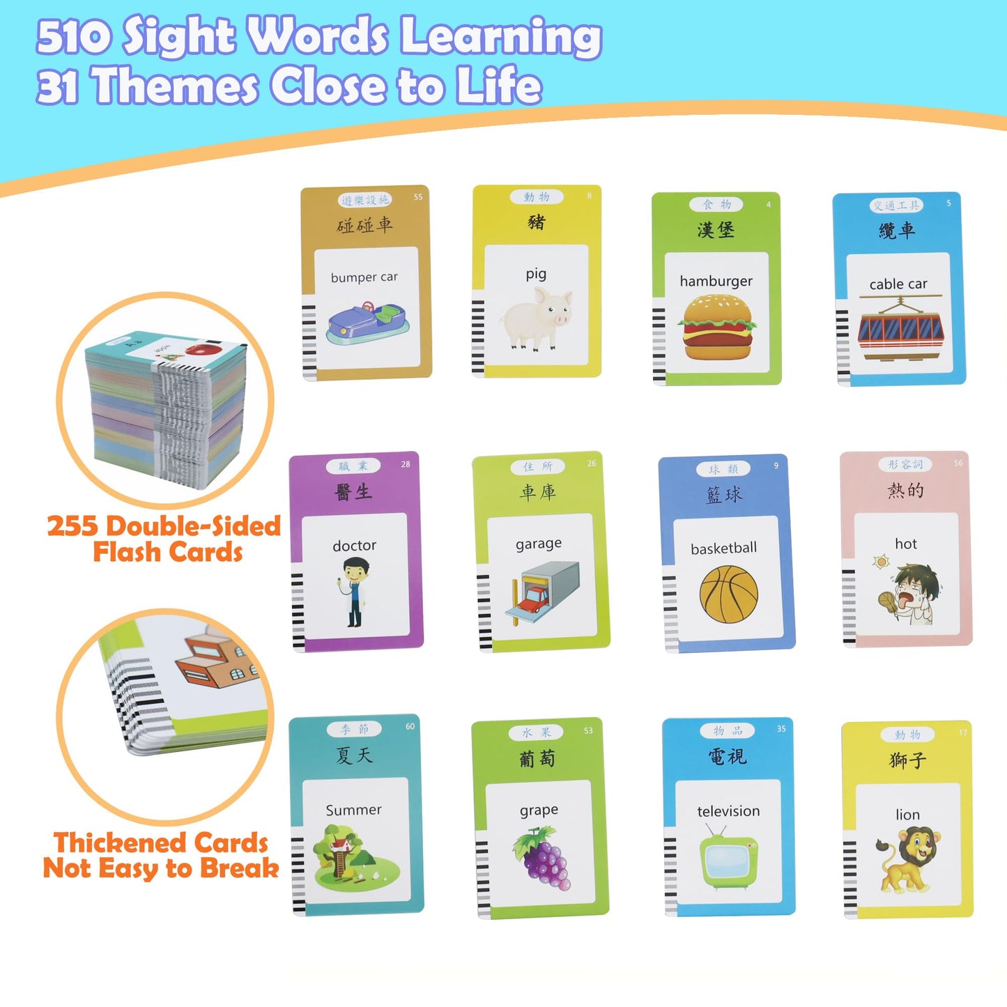 MAYAPHILOS 510 Sight Words – Cantonese & English Talking Flash Cards for Kids