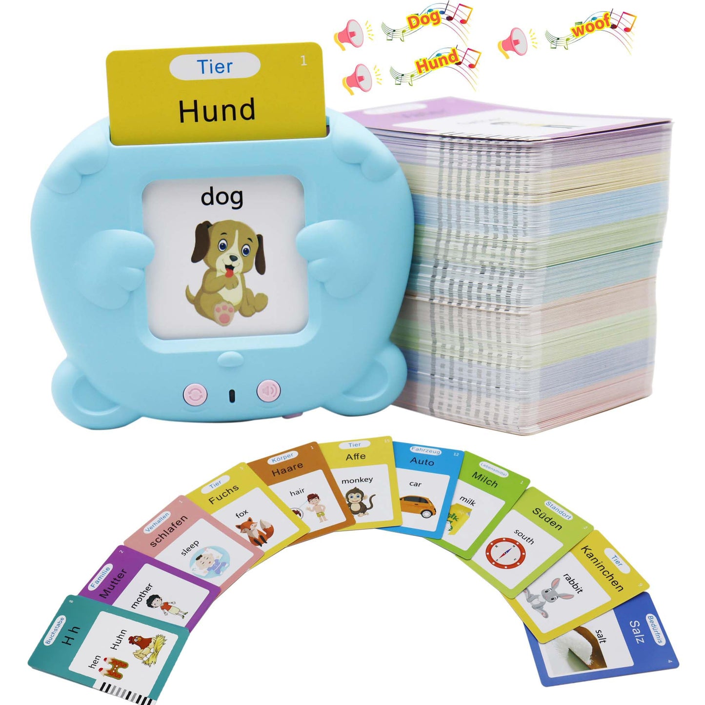 MAYAPHILOS German & English Pocket Speech with 510 Sight Words — Bilingual Flashcards for Kids