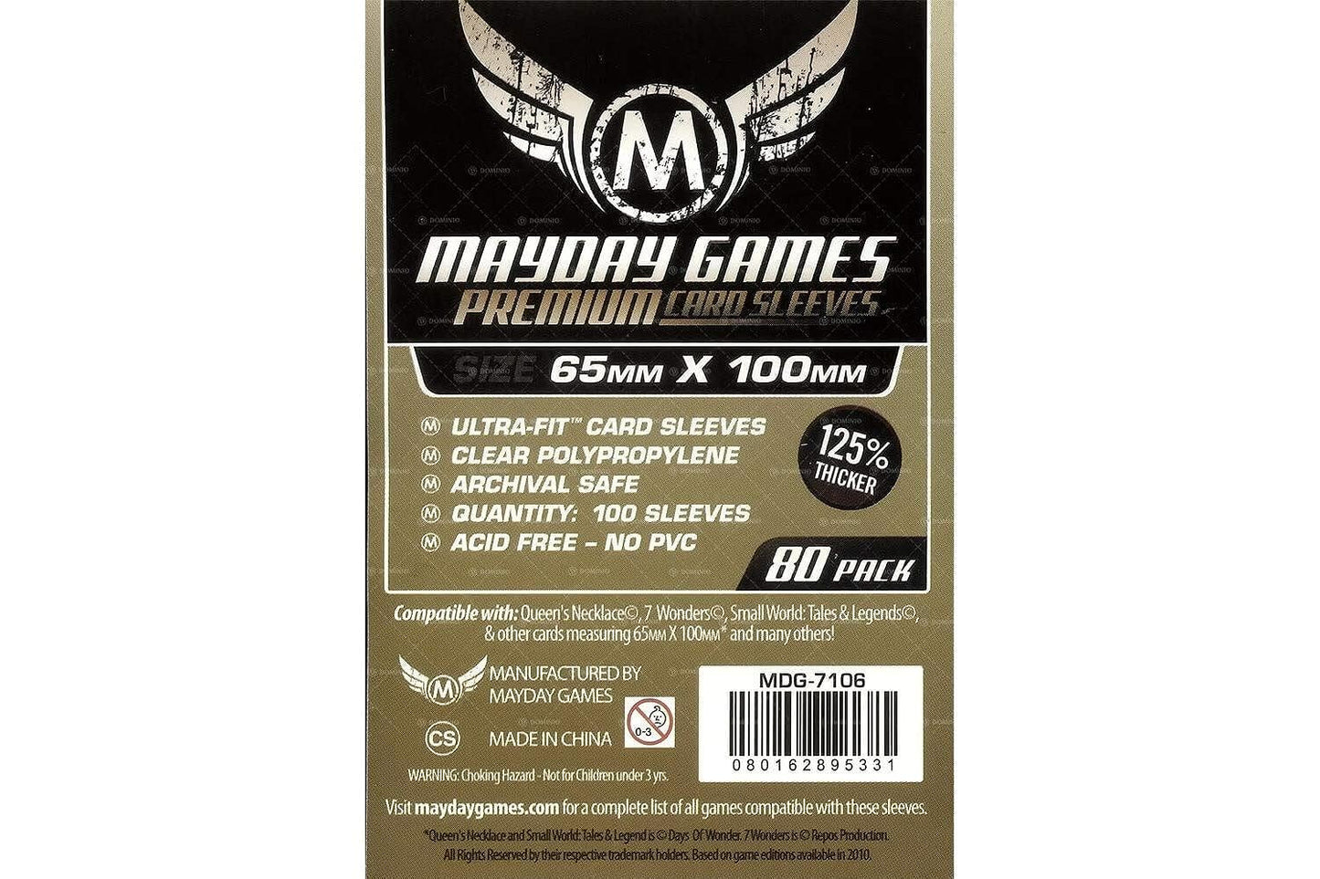Mayday Games 7 Wonders Sleeves 65x100mm - 80 Premium Pack