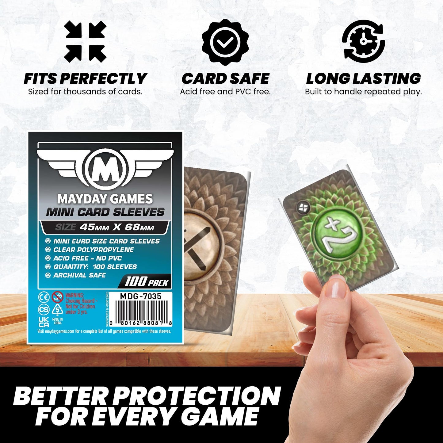 Mayday Games Mini Card Sleeve 45x68mm – Pack of 100