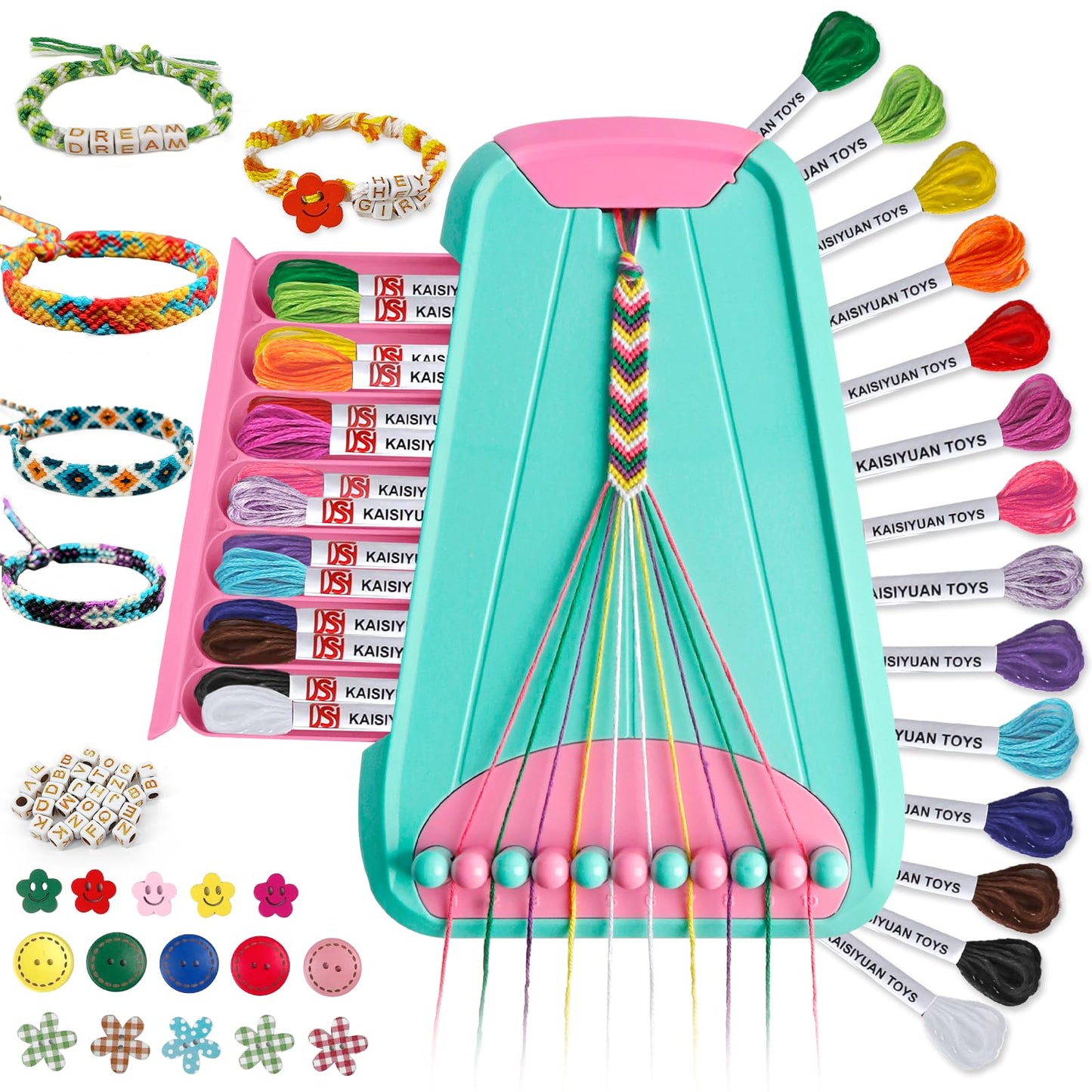 Maynacs Kids Arts and Crafts Kit – Bracelet Making with 28 Threads (Ages 8–12)
