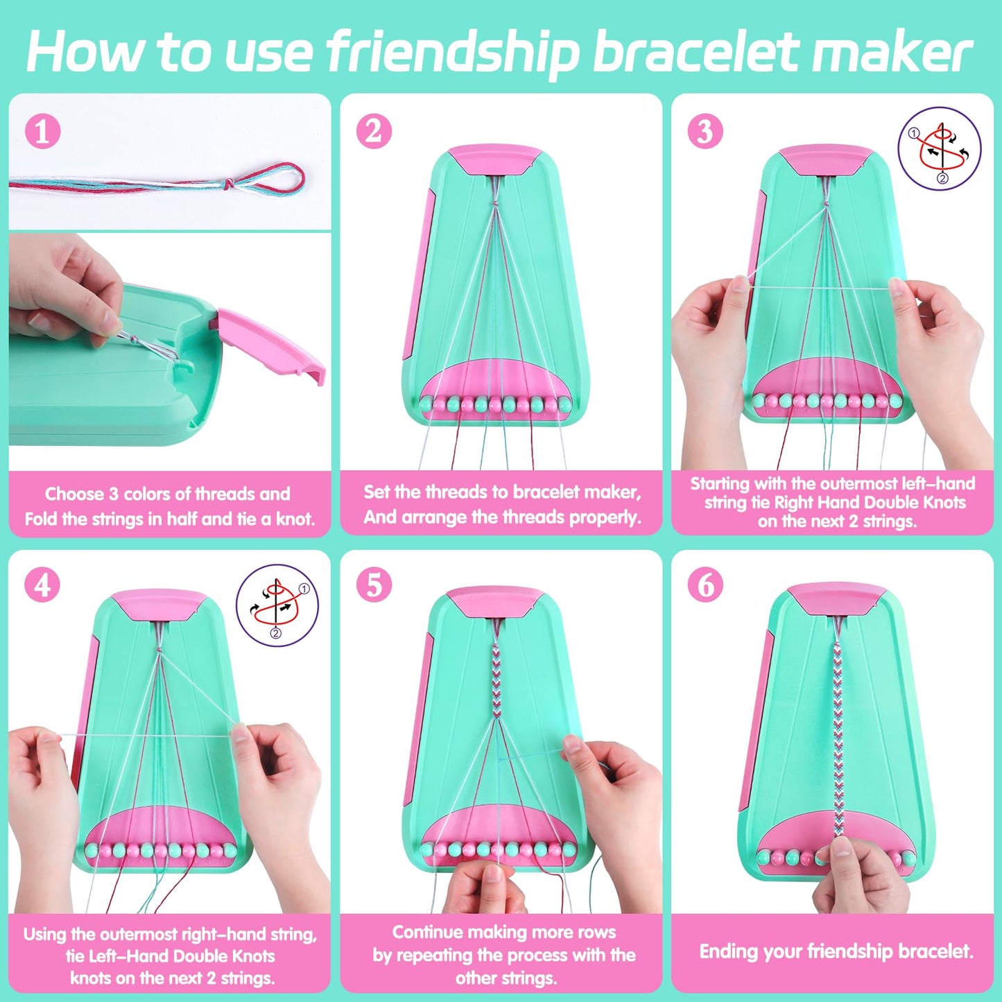 Maynacs Kids Arts and Crafts Kit – Bracelet Making with 28 Threads (Ages 8–12)