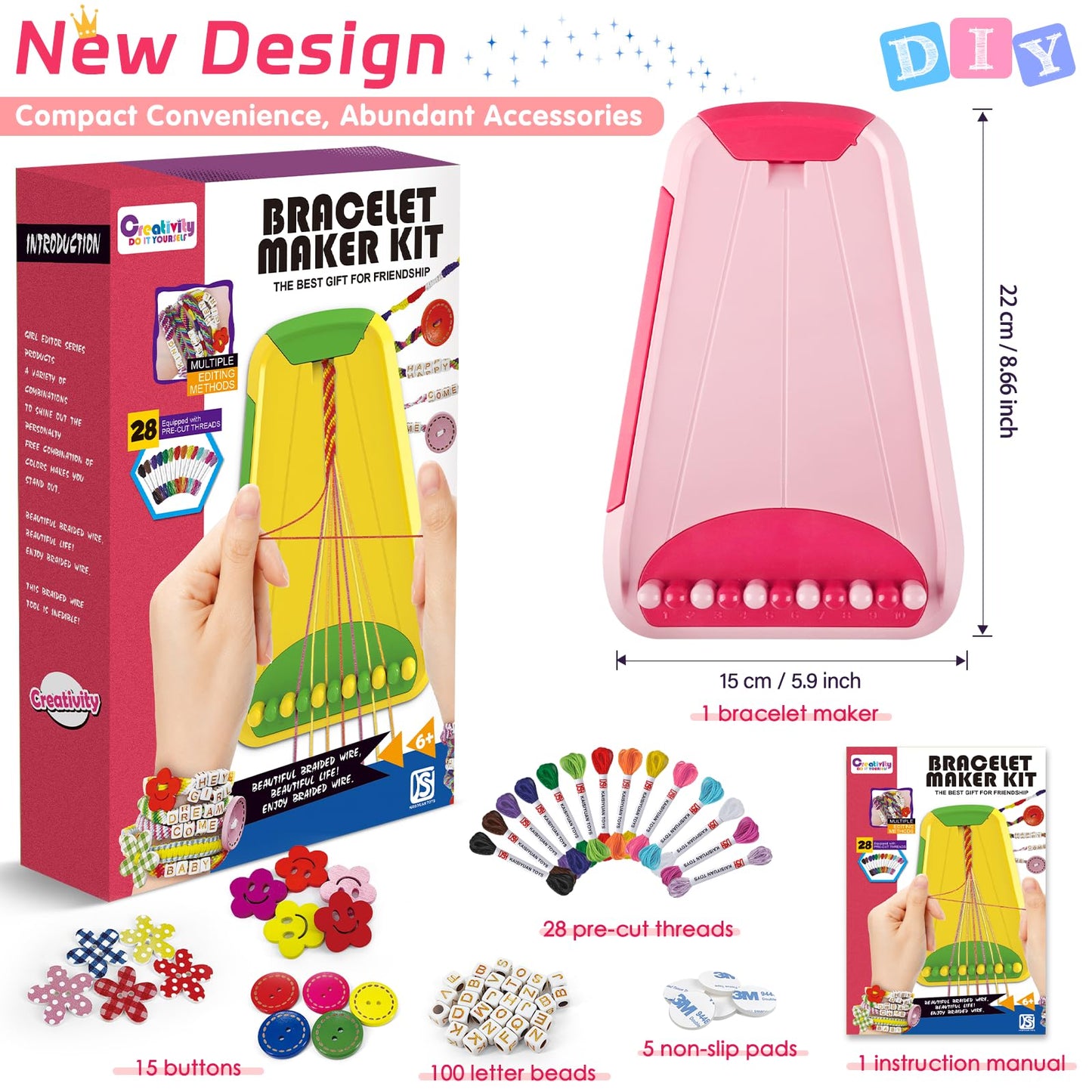 Maynacs Friendship Bracelet Kit for Kids 8-12 — 28 Threads, Jewelry Craft