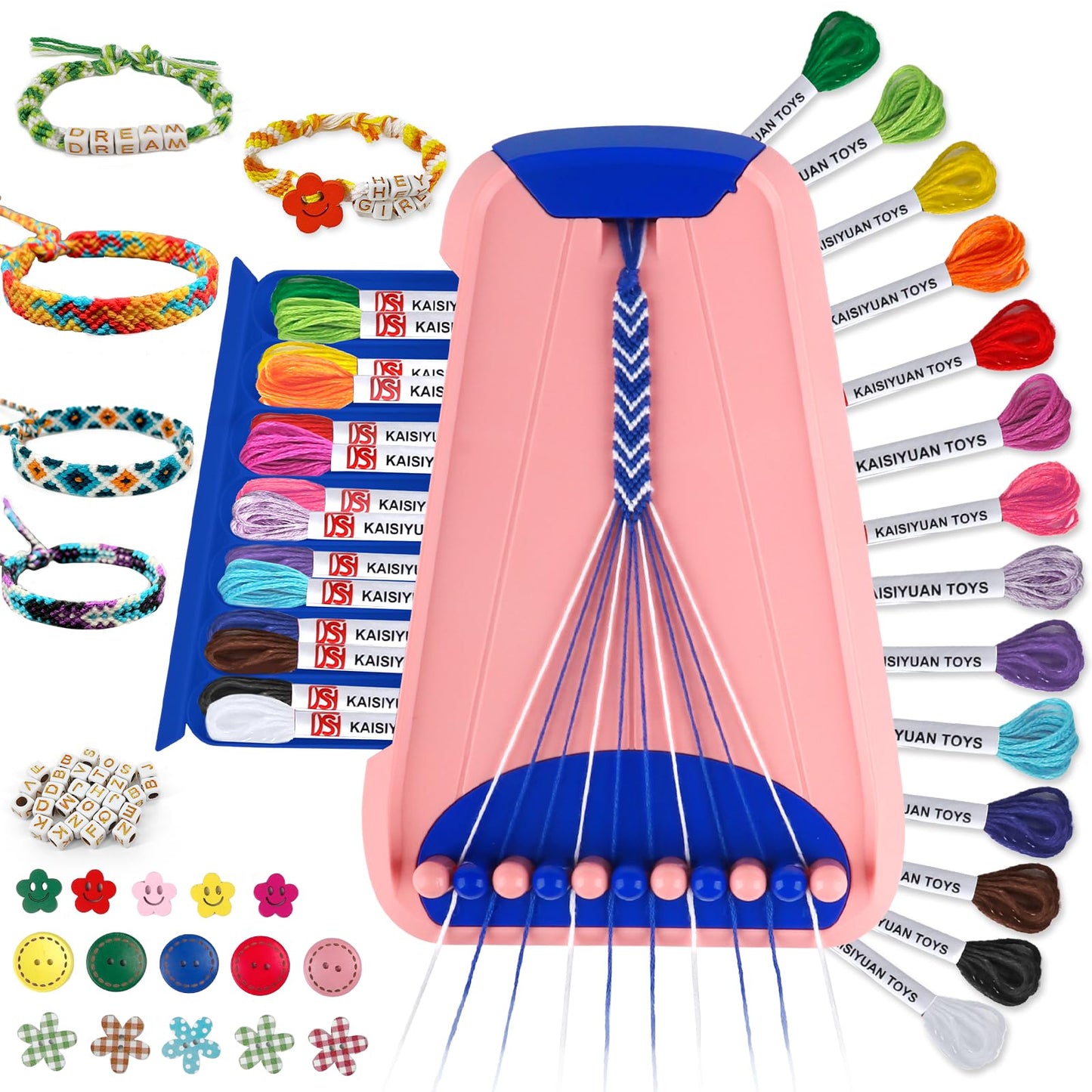Maynacs Bracelet Kit for Kids 8-12 – 28 Pre-Cut Threads, Dark Blue