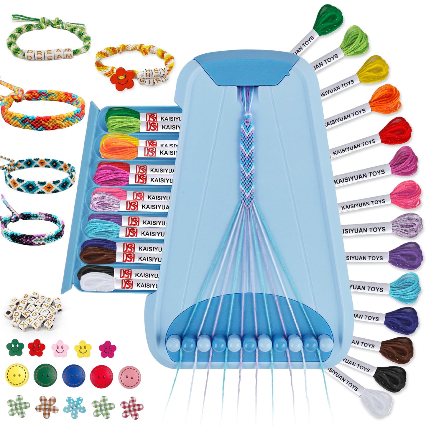 Maynacs Friendship Bracelet Craft Kit for Kids 8-12 – 28 Pre-Cut Threads & Accessories