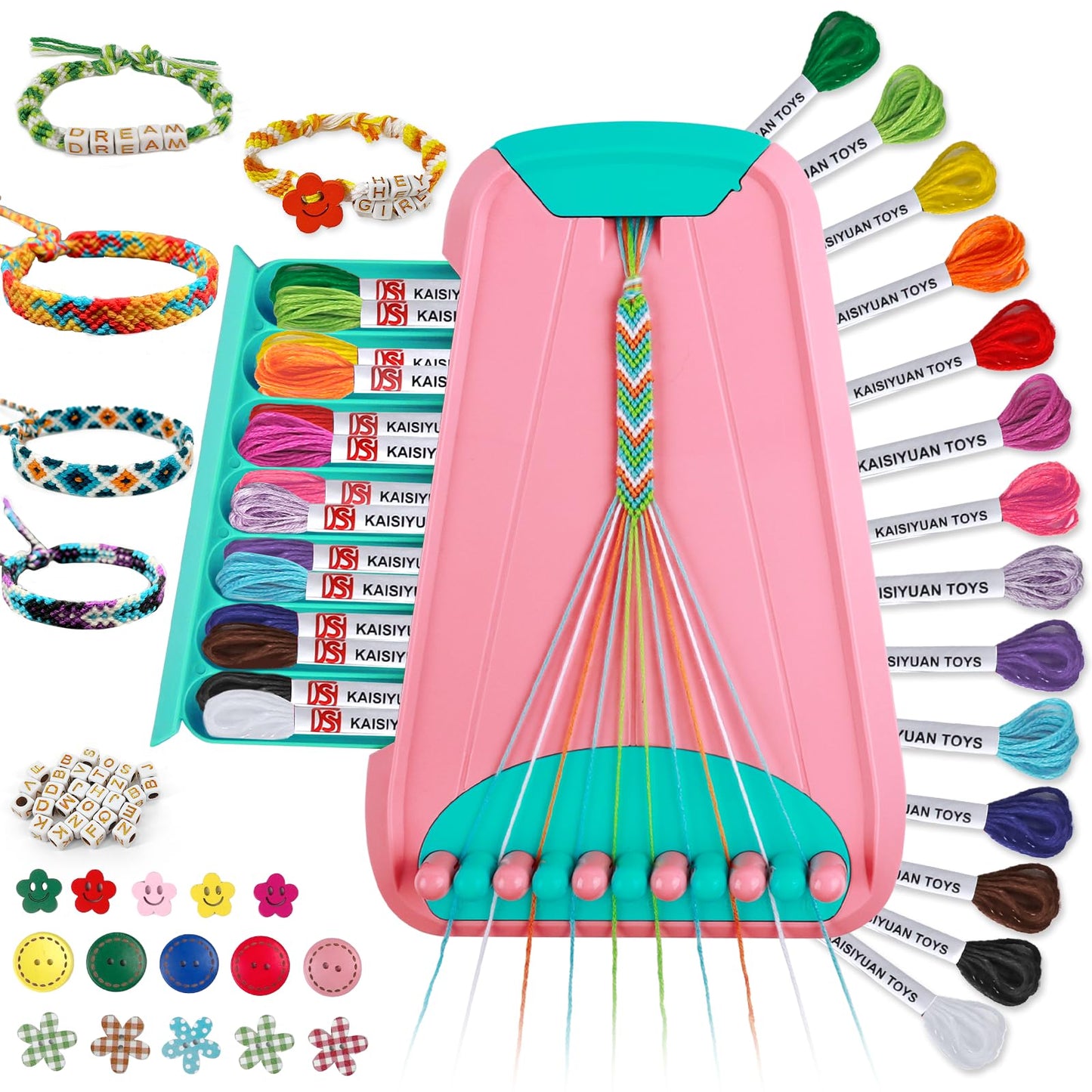 Maynacs Friendship Bracelet Kit for Kids 8-12 | 28 Threads, 14 Colors, Jewelry Making Set