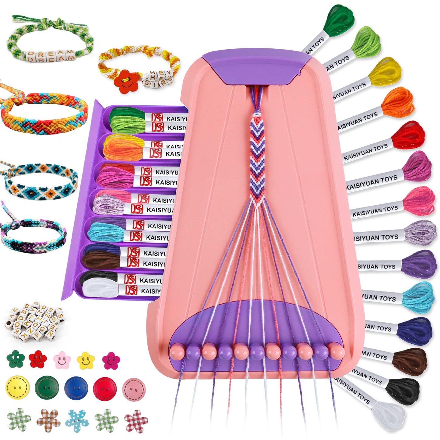 Maynacs Friendship Bracelet Kit for Kids 8-12 — 28 Threads, Jewelry Craft Set