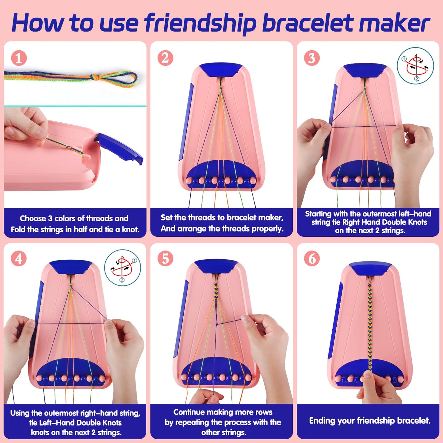 Maynacs Bracelet Kit for Kids 8-12 – 28 Pre-Cut Threads, Dark Blue