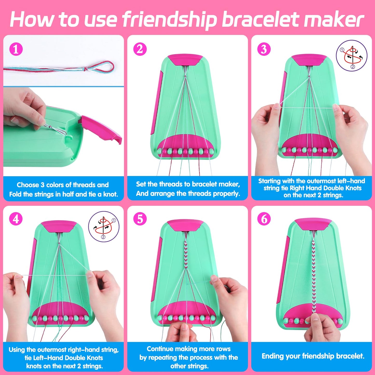 Maynacs Friendship Bracelet Making Kit – Creative Crafts for Kids 6-12 | 28 Threads | Green Rose