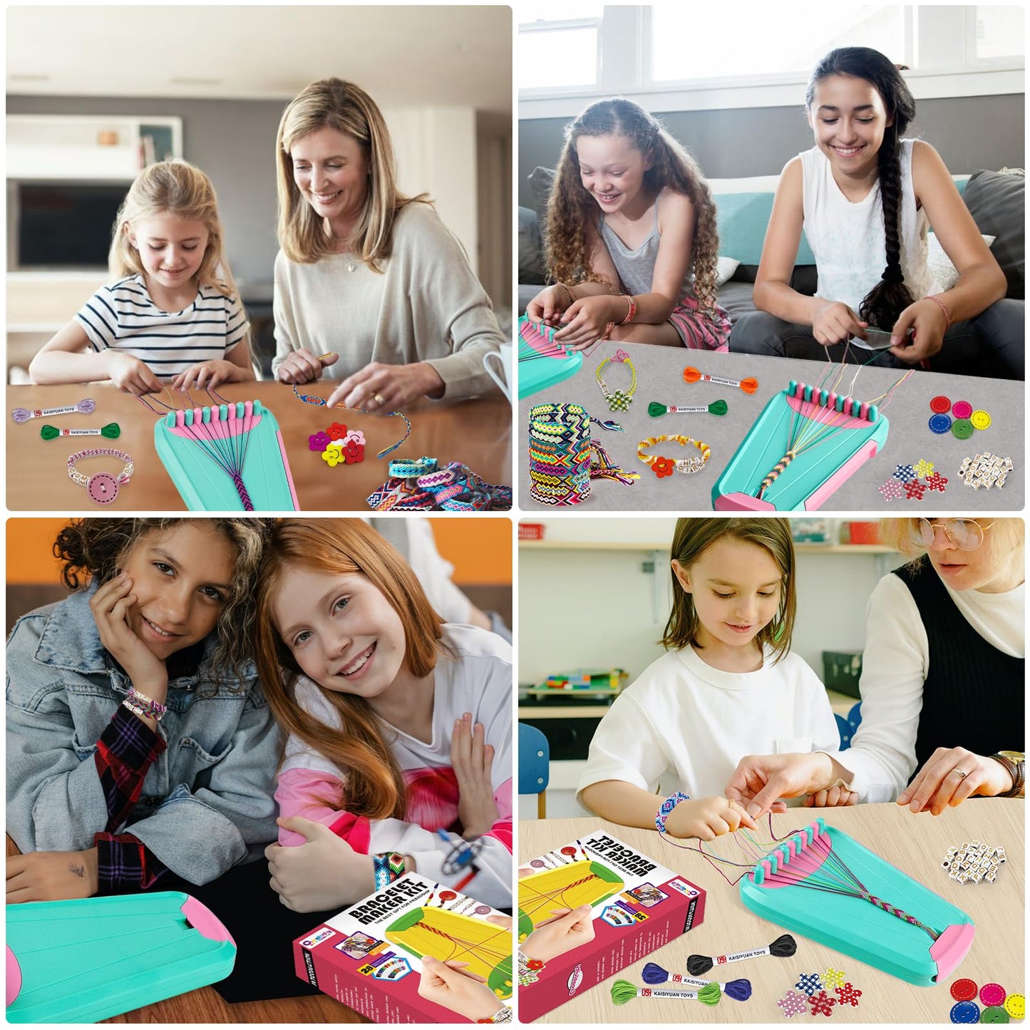 Maynacs Kids Arts and Crafts Kit – Bracelet Making with 28 Threads (Ages 8–12)