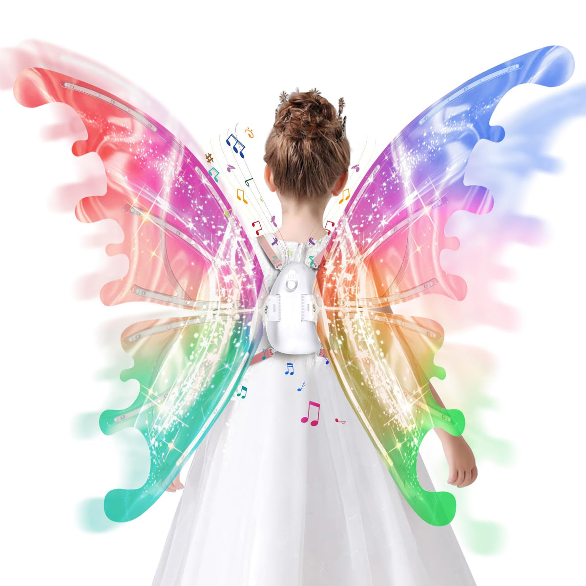 maysida Electric Fairy Wings for Girls - LED Butterfly Wings with Music for Dress Up