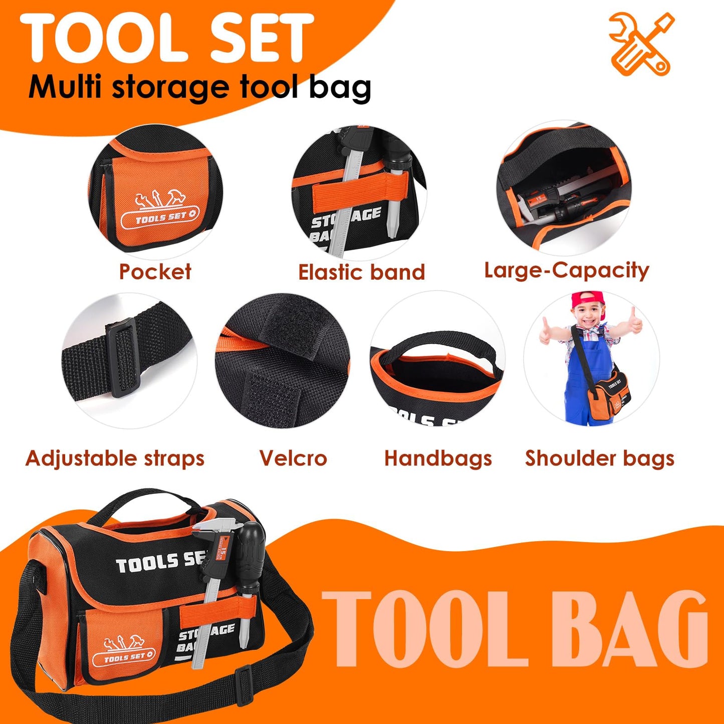 Maysida 48-Piece Kids Tool Set | Realistic Pretend Play Kit for Builders (Ages 3+)