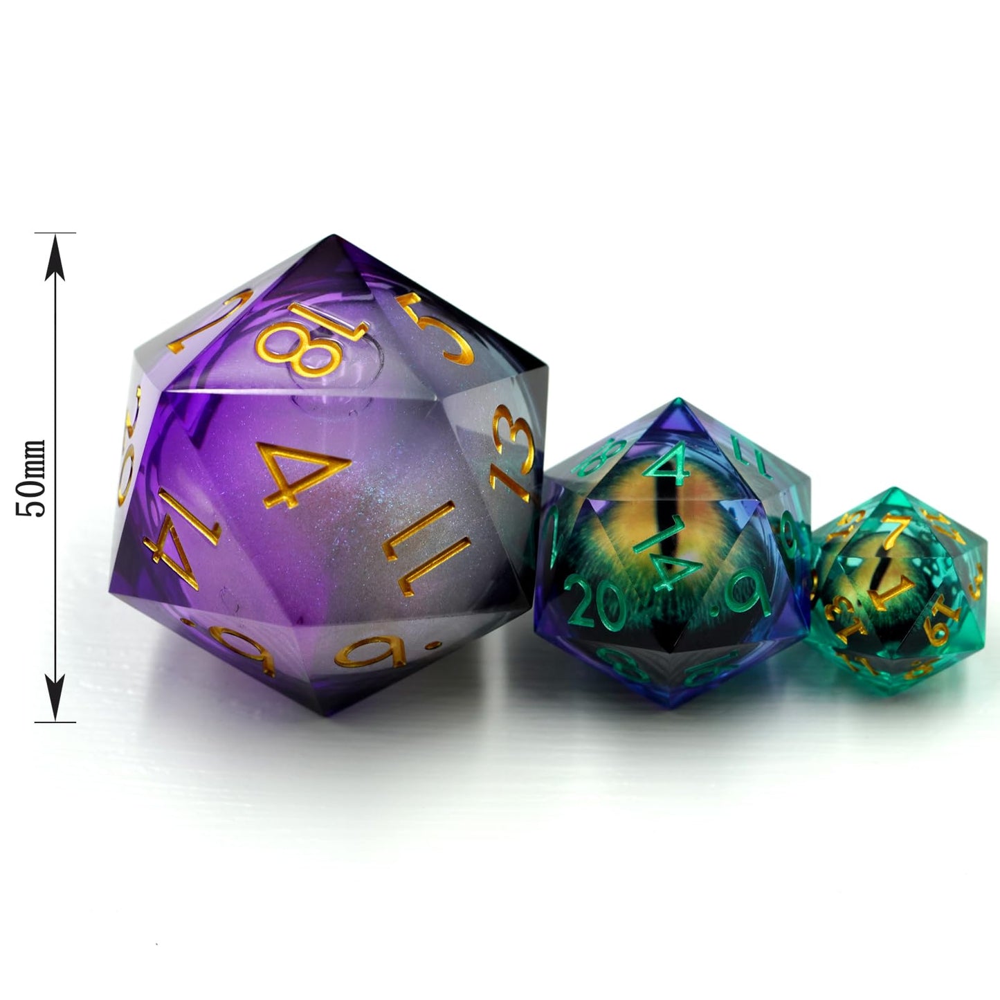 Maywin Liquid Core Giant 50mm Dice – Handmade Sharp Edge D&D D20 with Gift Box