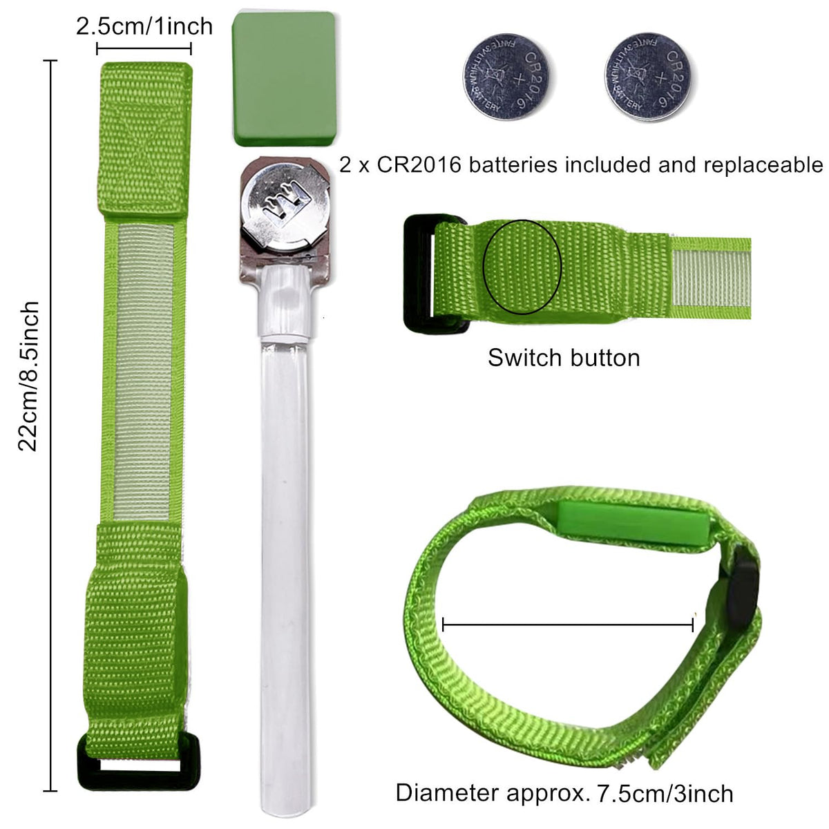 M.best 8pcs LED Light Up Bracelets – Glow Wristbands for Parties, Concerts & Raves (Green)
