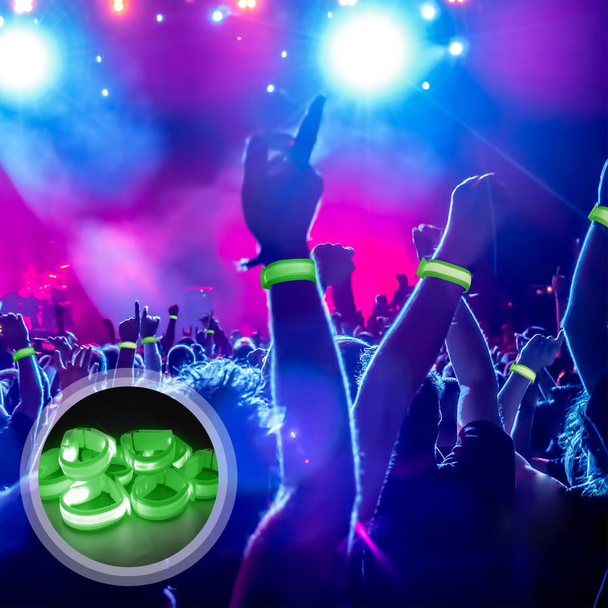 M.best 8pcs LED Light Up Bracelets – Glow Wristbands for Parties, Concerts & Raves (Green)