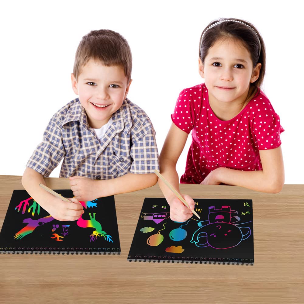 MBJRFU I&Art Rainbow Scratch Art Books for Kids – Creative Doodle Gift Set