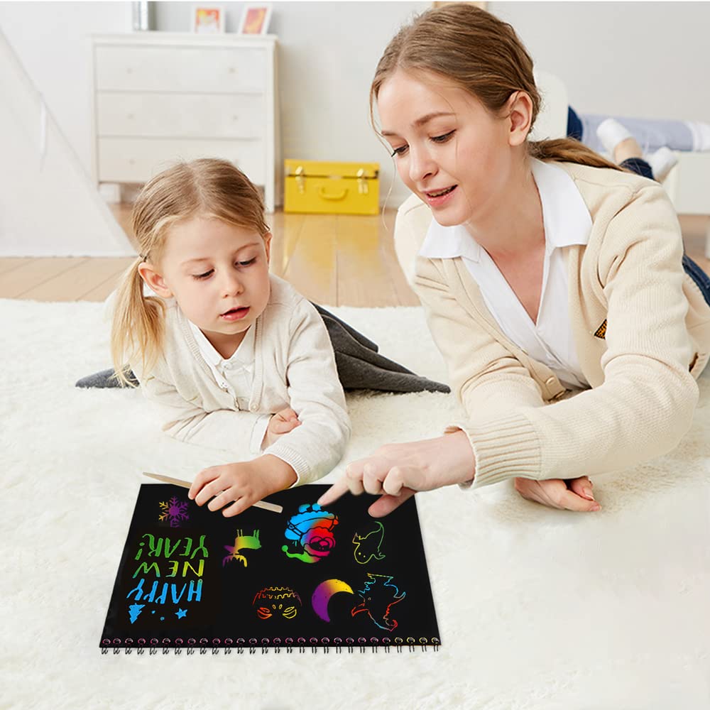 MBJRFU I&Art Rainbow Scratch Art Books for Kids – Creative Doodle Gift Set