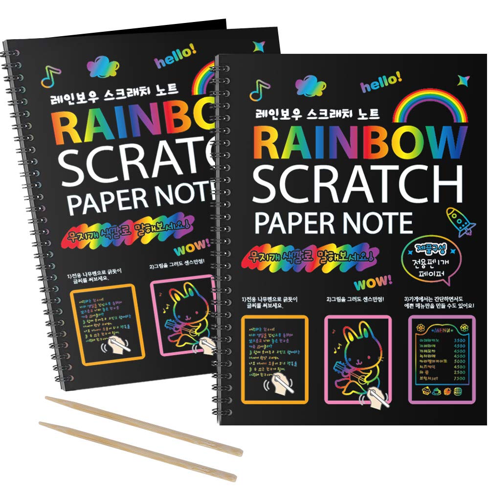 MBJRFU I&Art Rainbow Scratch Art Books for Kids – Creative Doodle Gift Set