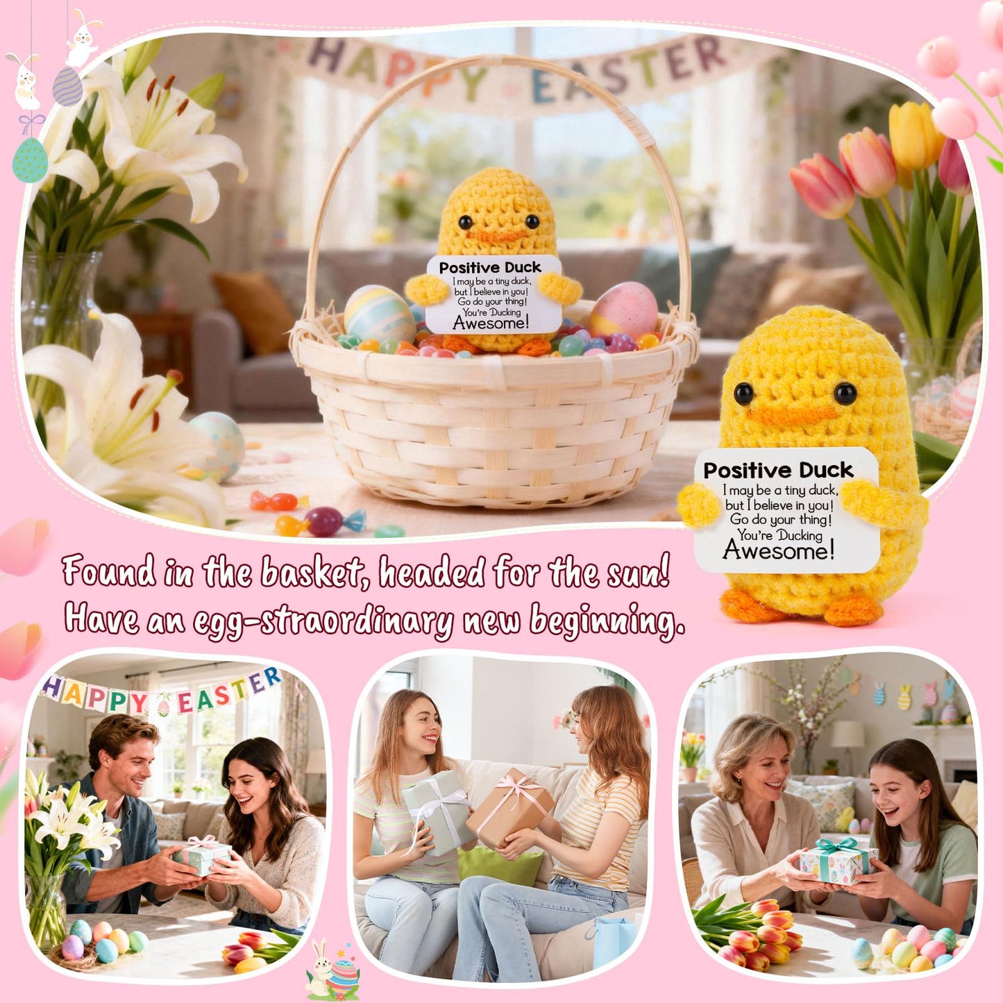 MBL Valentines Inspirational Gifts for Women – Funny Crochet Duck for Her, Stress Relief & Cheer