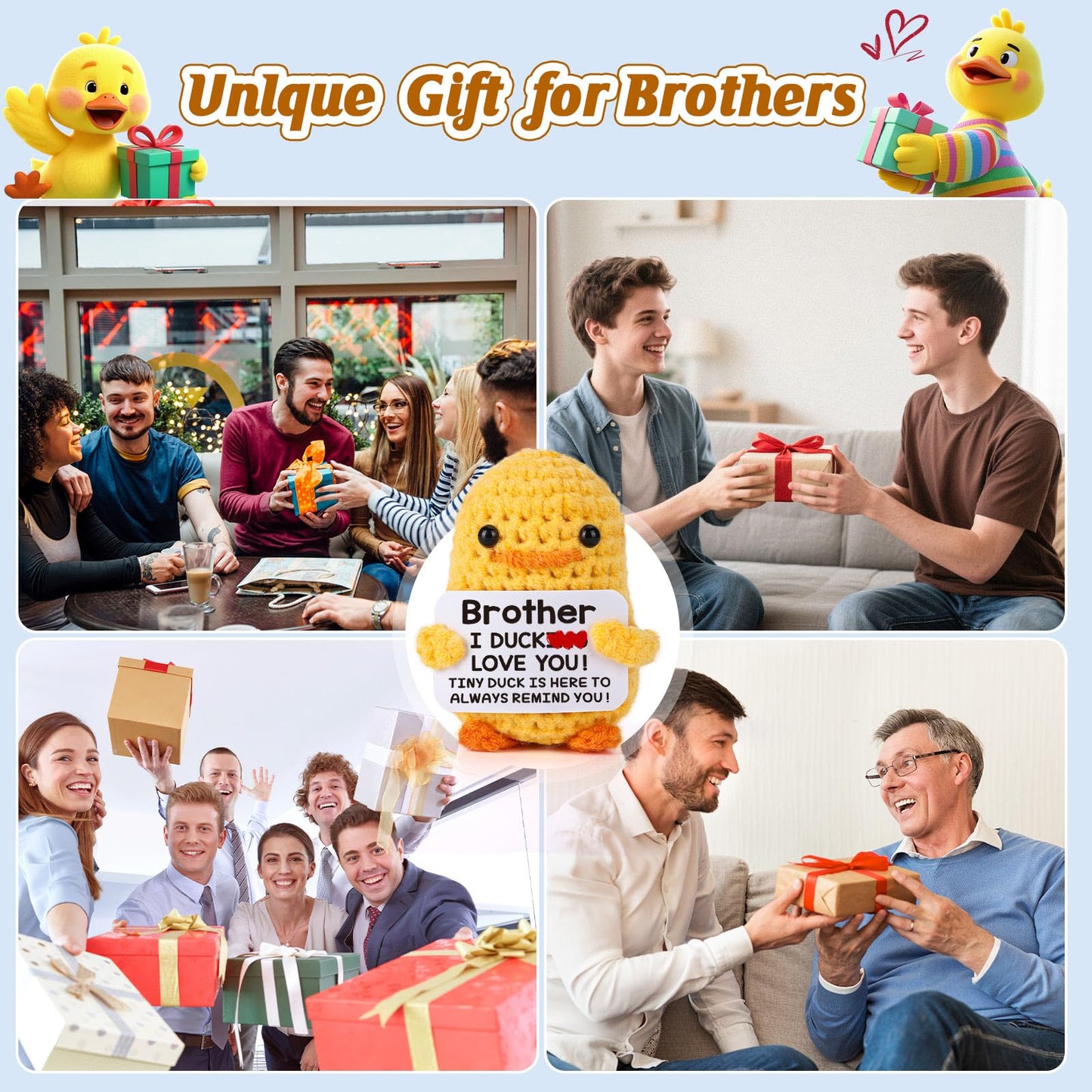 MBL Crochet Duck Gift for Brother from Sister – Funny Cute Birthday Keepsake