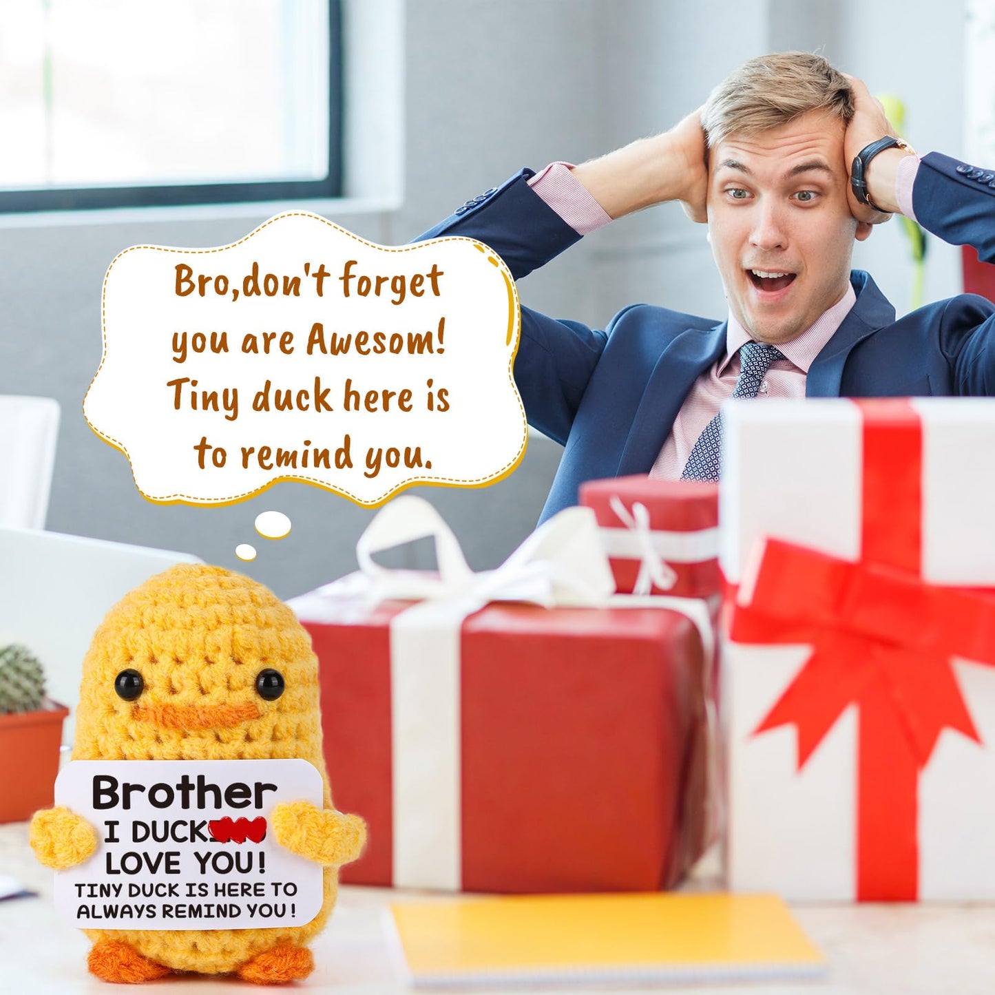 MBL Crochet Duck Gift for Brother from Sister – Funny Cute Birthday Keepsake