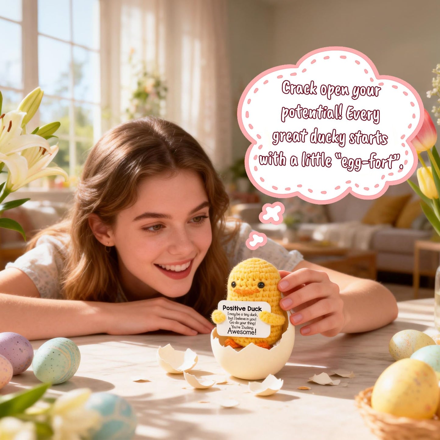 MBL Valentines Inspirational Gifts for Women – Funny Crochet Duck for Her, Stress Relief & Cheer