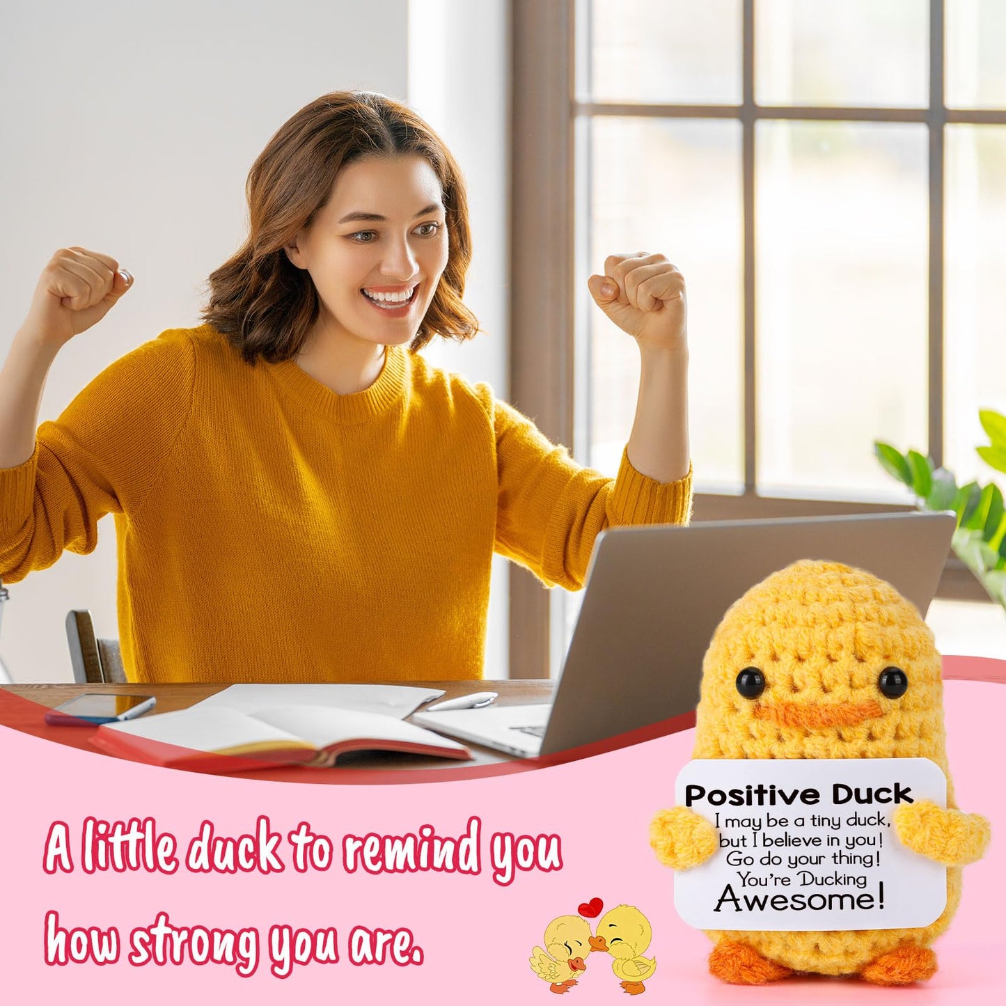 MBL Valentines Inspirational Gifts for Women – Funny Crochet Duck for Her, Stress Relief & Cheer