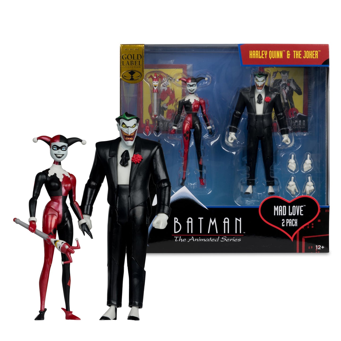 McFarlane Toys Batman: The Animated Series Harley Quinn & The Joker Mad Love 2 Pack – 6in Gold Label