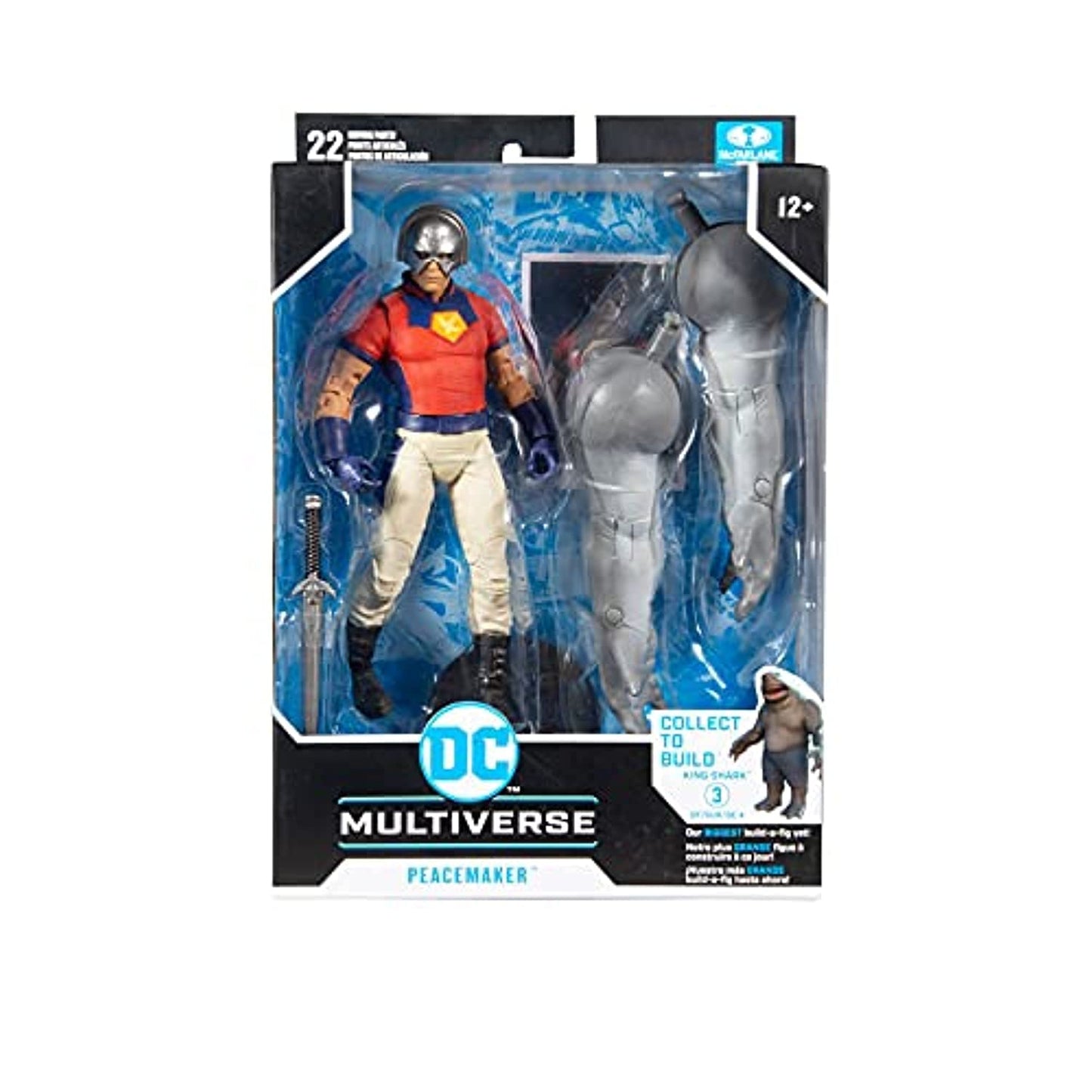 McFarlane Toys DC Multiverse Peacemaker 7-inch Action Figure with Build-A King Shark Piece