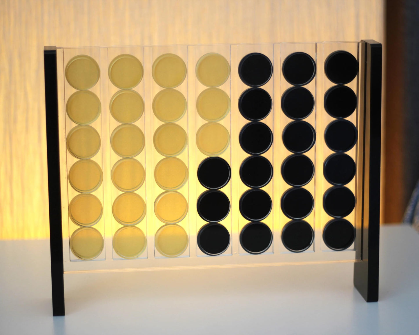 MC Marble Cultures: Unique Acrylic Four in a Row – Black & Gold Frame, 2-Player Strategy Game