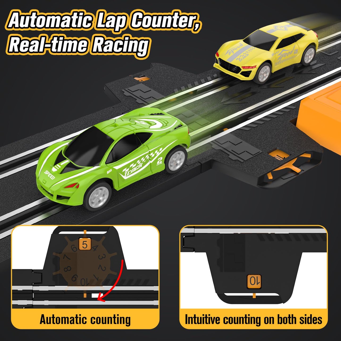 Mccreadee Slot Car Race Track Set – Dual Controllers, 18.4 ft Circuit, 1:64 Scale Cars
