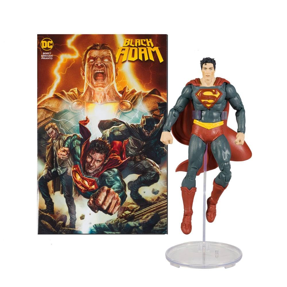 McFarlane Toys DC Direct 7-Inch Superman Figure – Black Adam WV1 Edition, Includes Comic & Art Card