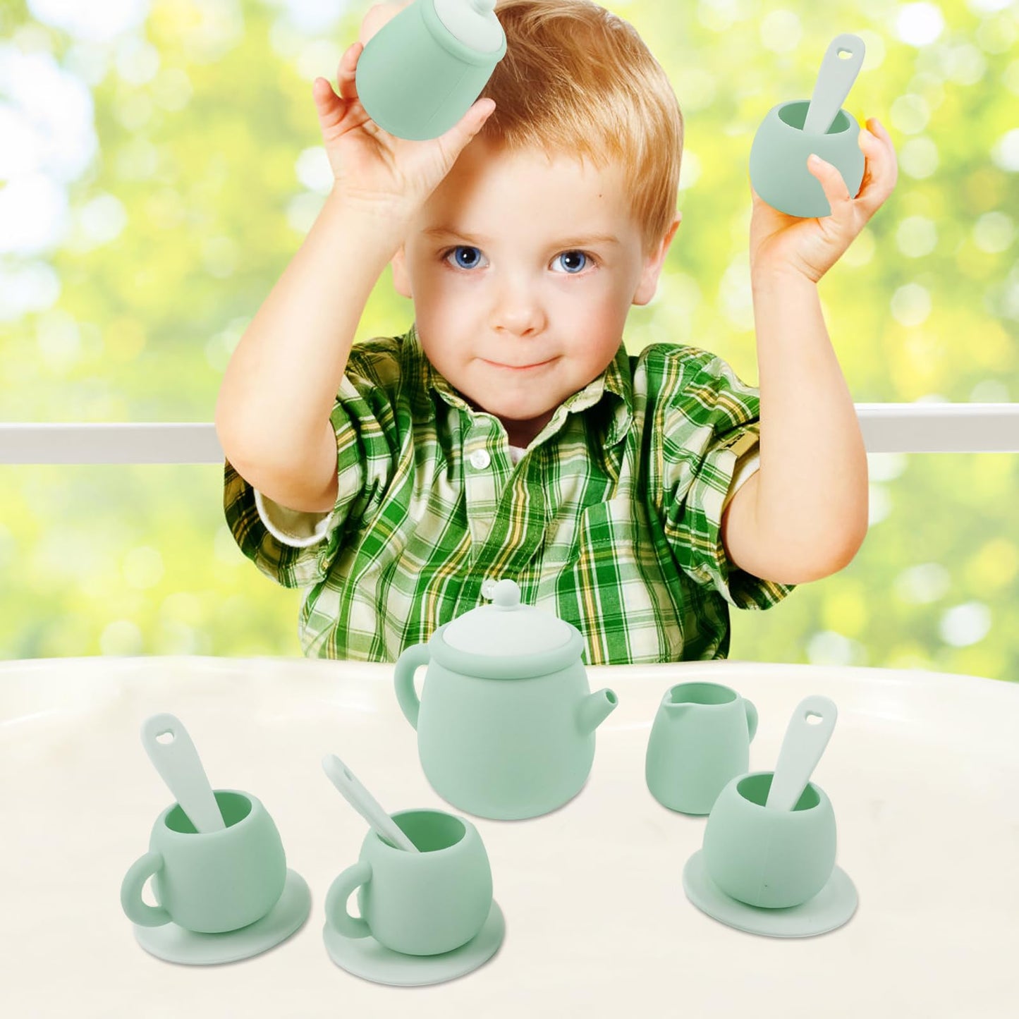 MCGMITT Silicone Tea Set – 15-Piece BPA-Free Pretend Tea Set for Toddlers 3-6 | Safe, Dishwasher Safe