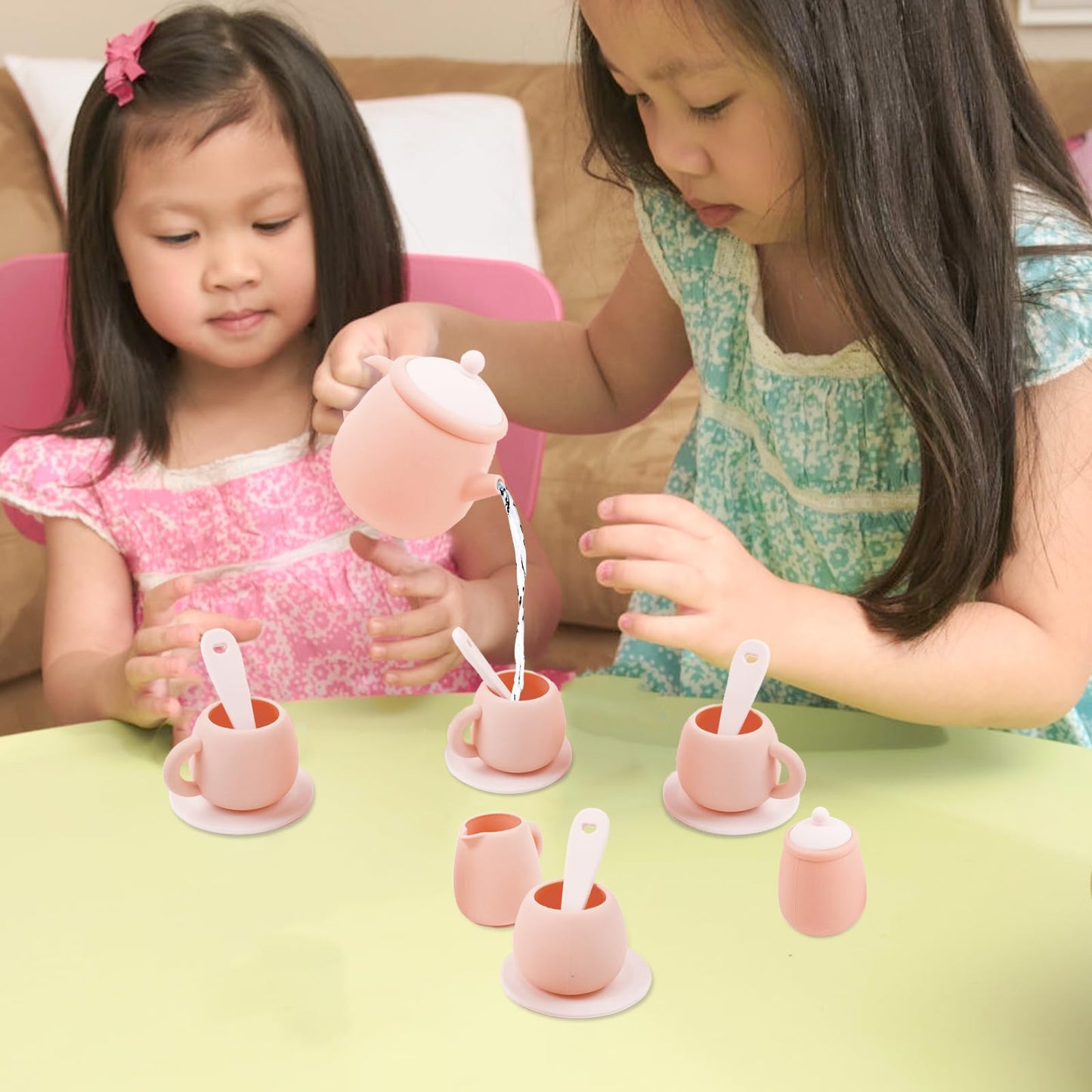 MCGMITT Silicone Tea Party Set – 15-Piece Kids Teaset, Gift Box Included, Safe & Dishwasher Safe