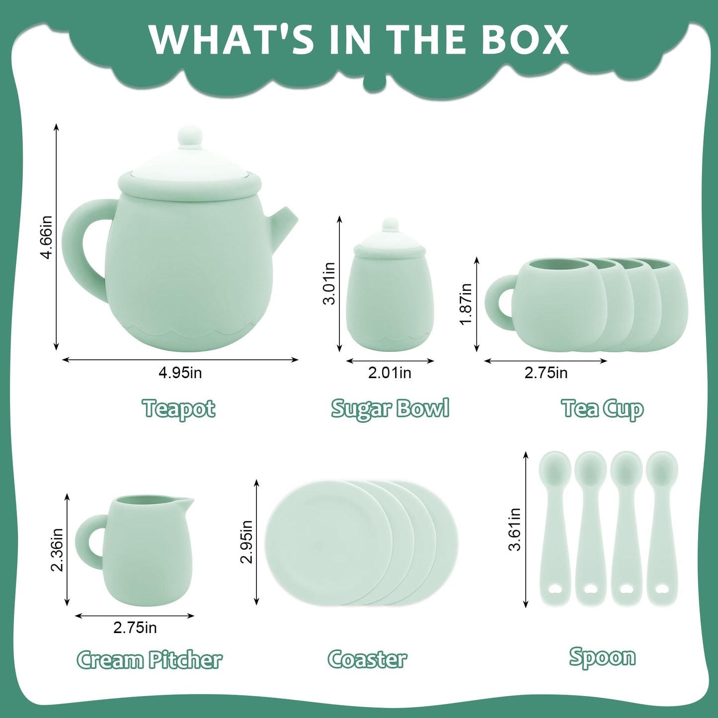 MCGMITT Silicone Tea Set – 15-Piece BPA-Free Pretend Tea Set for Toddlers 3-6 | Safe, Dishwasher Safe