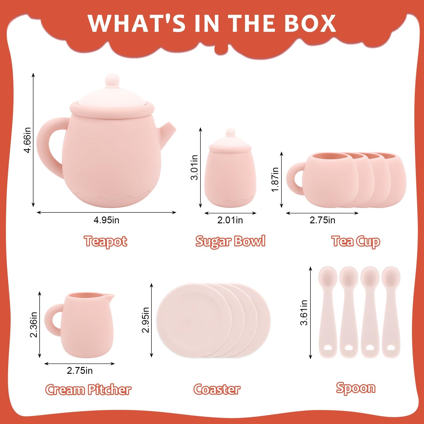 MCGMITT Silicone Tea Party Set – 15-Piece Kids Teaset, Gift Box Included, Safe & Dishwasher Safe