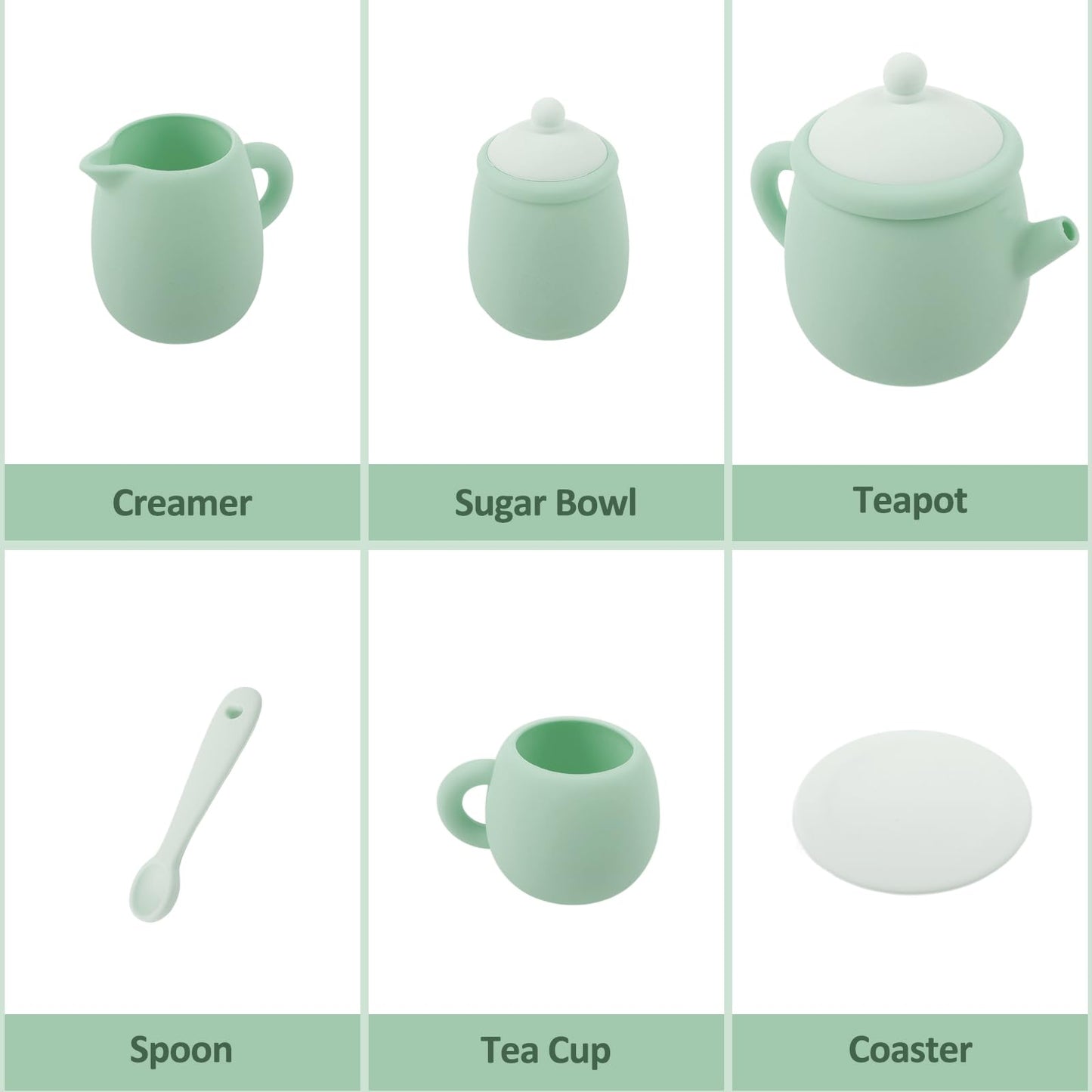 MCGMITT Silicone Tea Set – 15-Piece BPA-Free Pretend Tea Set for Toddlers 3-6 | Safe, Dishwasher Safe