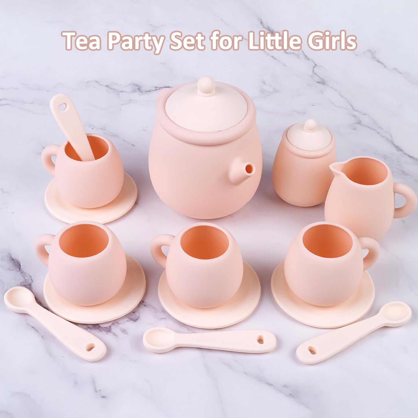 MCGMITT Silicone Tea Party Set – 15-Piece Kids Teaset, Gift Box Included, Safe & Dishwasher Safe